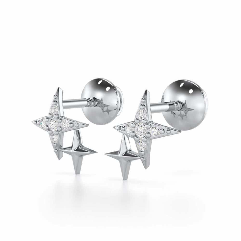 Enchanting Eternity Silver Stud Earrings - White Gold - Image 3