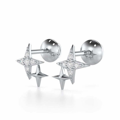 Enchanting Eternity Silver Stud Earrings - White Gold - Image 3
