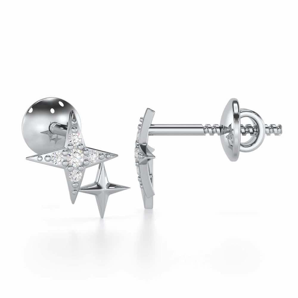 Enchanting Eternity Silver Stud Earrings - White Gold - Image 4