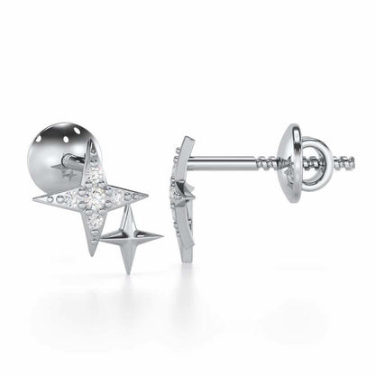 Enchanting Eternity Silver Stud Earrings - White Gold - Image 4