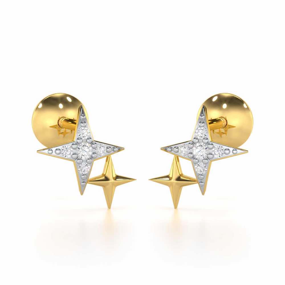 Enchanting Eternity Silver Stud Earrings - Yellow Gold - Image 1