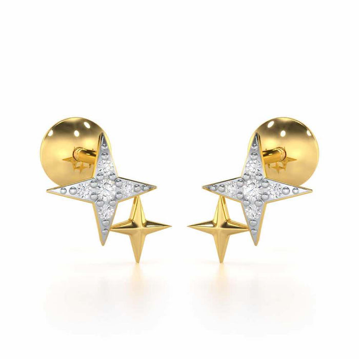 Enchanting Eternity Silver Stud Earrings - Yellow Gold - Image 1