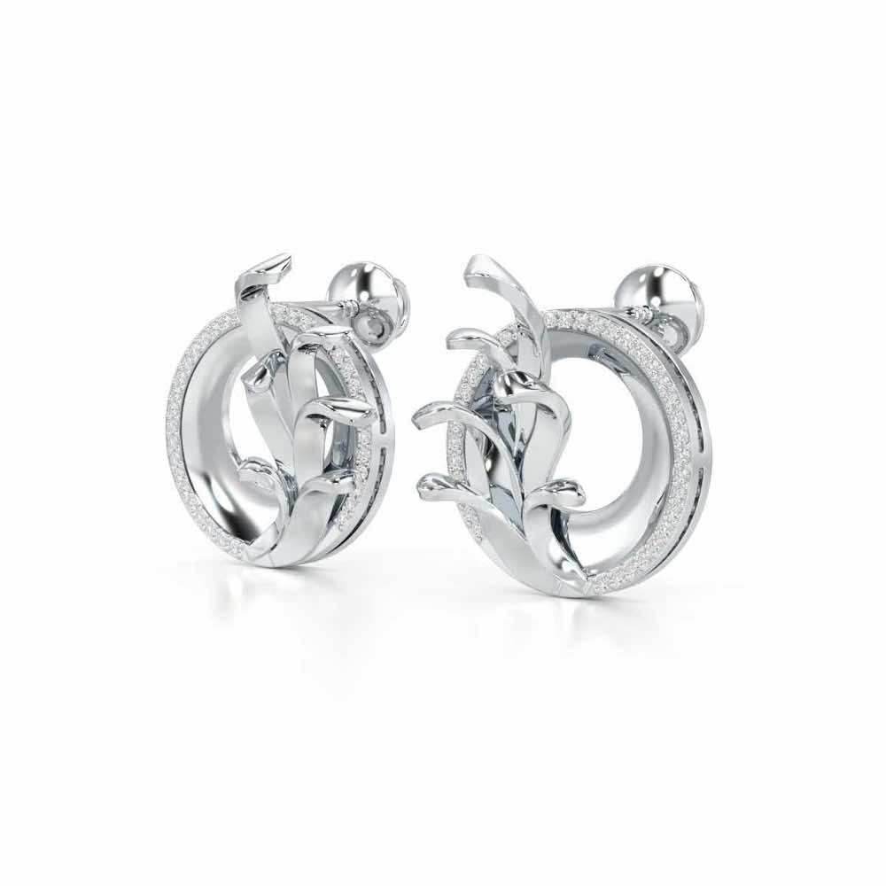 Enchanting Gleam Silver Earrings - White Gold - Image 3