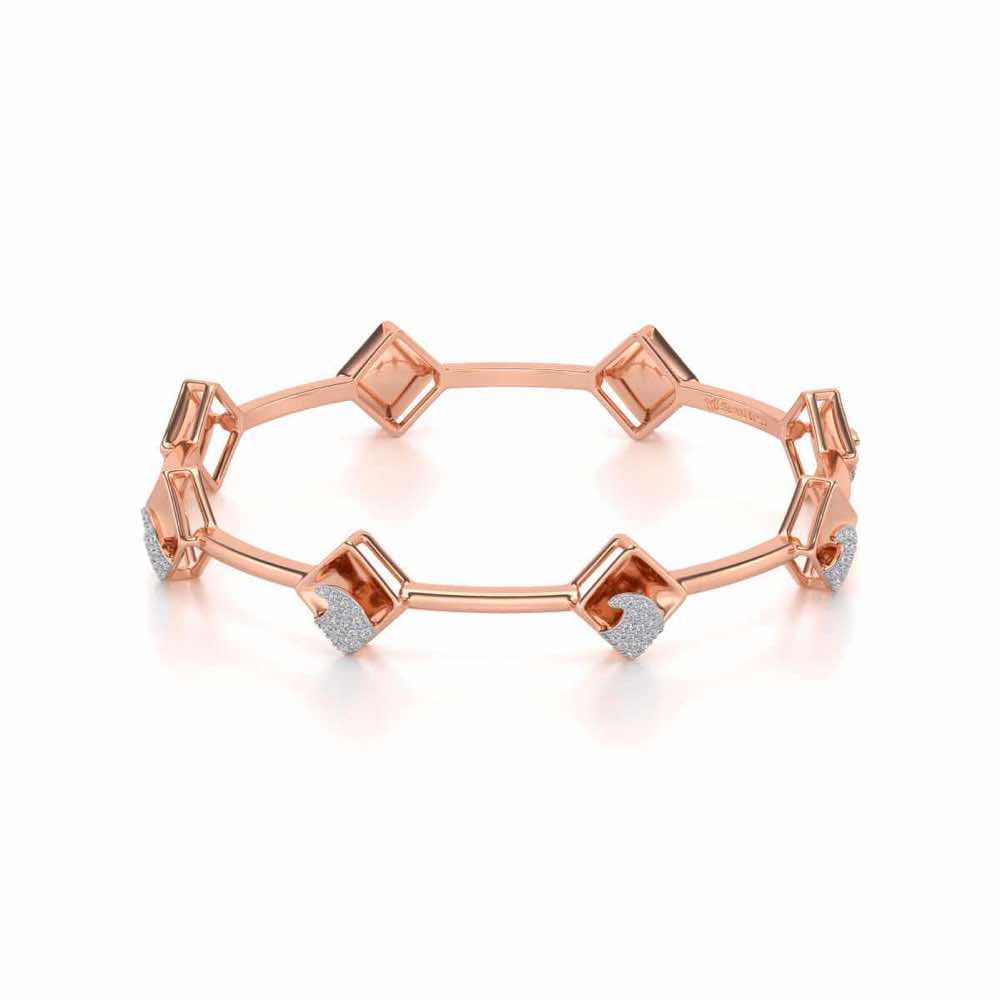 Enchanting Glow Silver Bangles - Rose Gold - Image 2