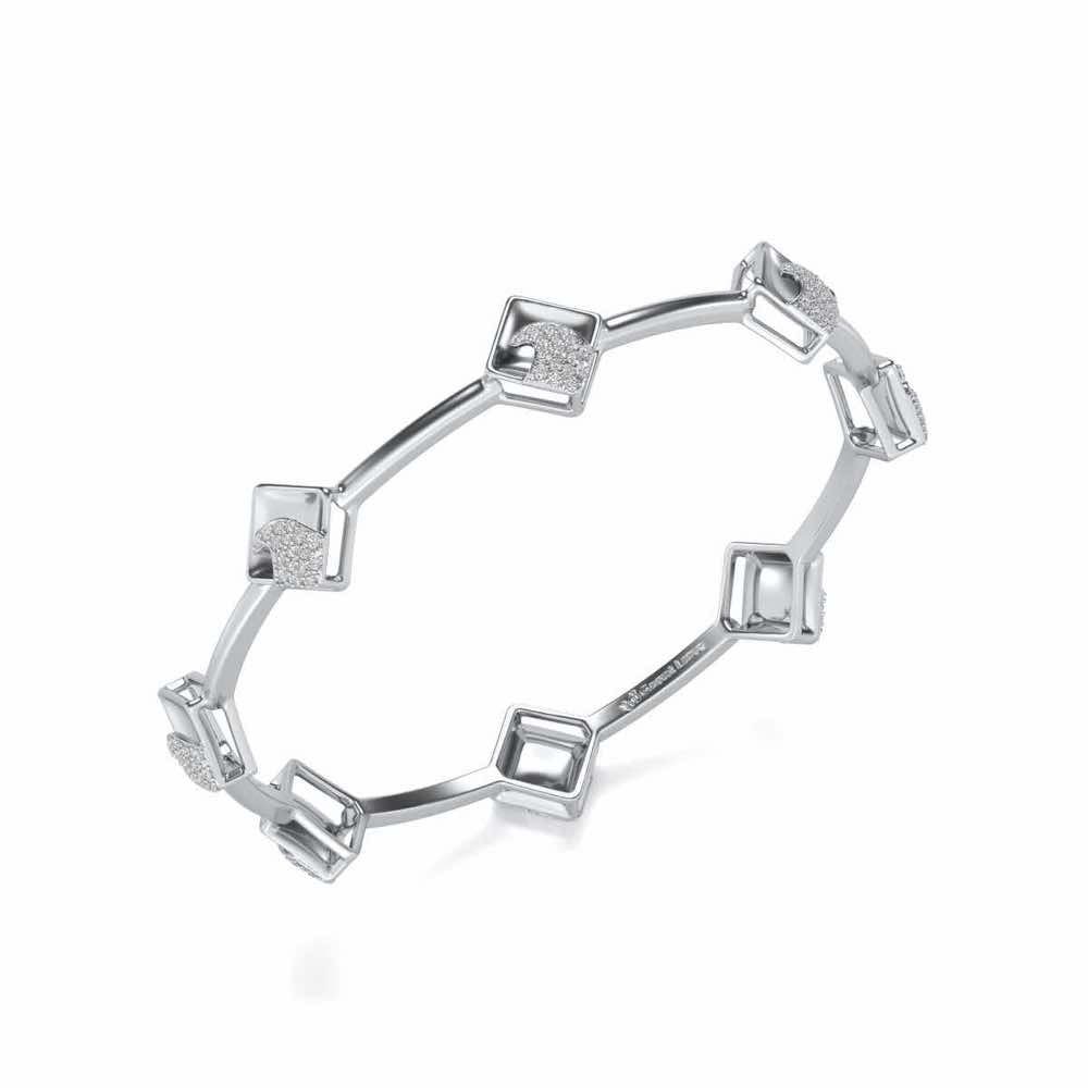 Enchanting Glow Silver Bangles - White Gold - Image 1