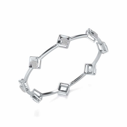 Enchanting Glow Silver Bangles - White Gold - Image 1