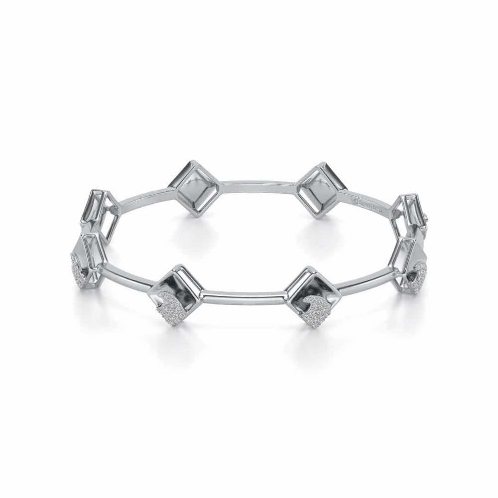 Enchanting Glow Silver Bangles - White Gold - Image 2