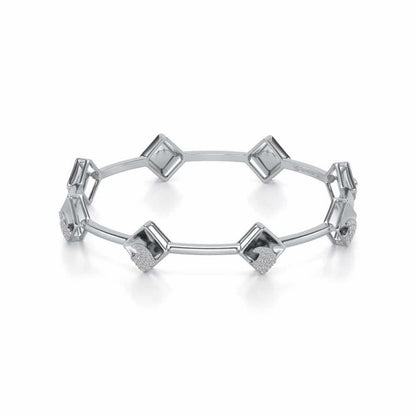 Enchanting Glow Silver Bangles - White Gold - Image 2