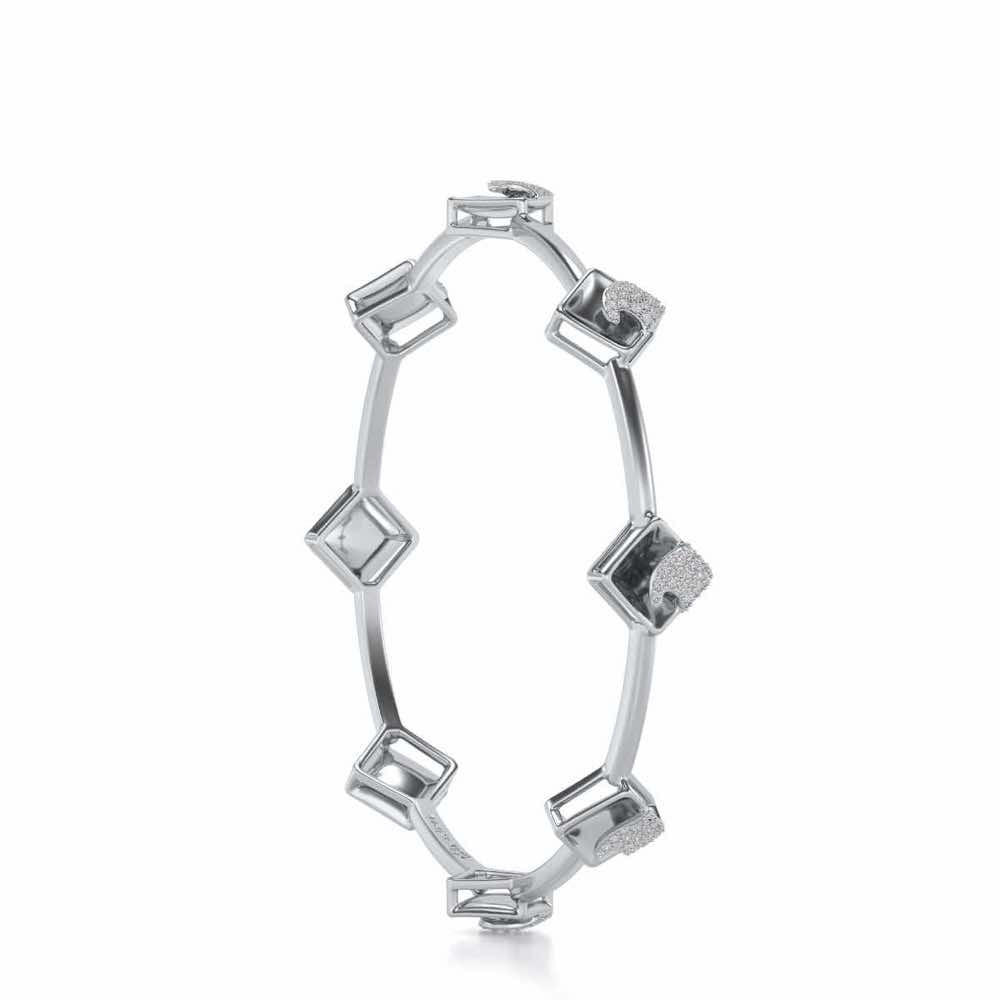Enchanting Glow Silver Bangles - White Gold - Image 3