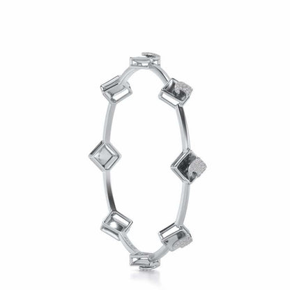 Enchanting Glow Silver Bangles - White Gold - Image 3