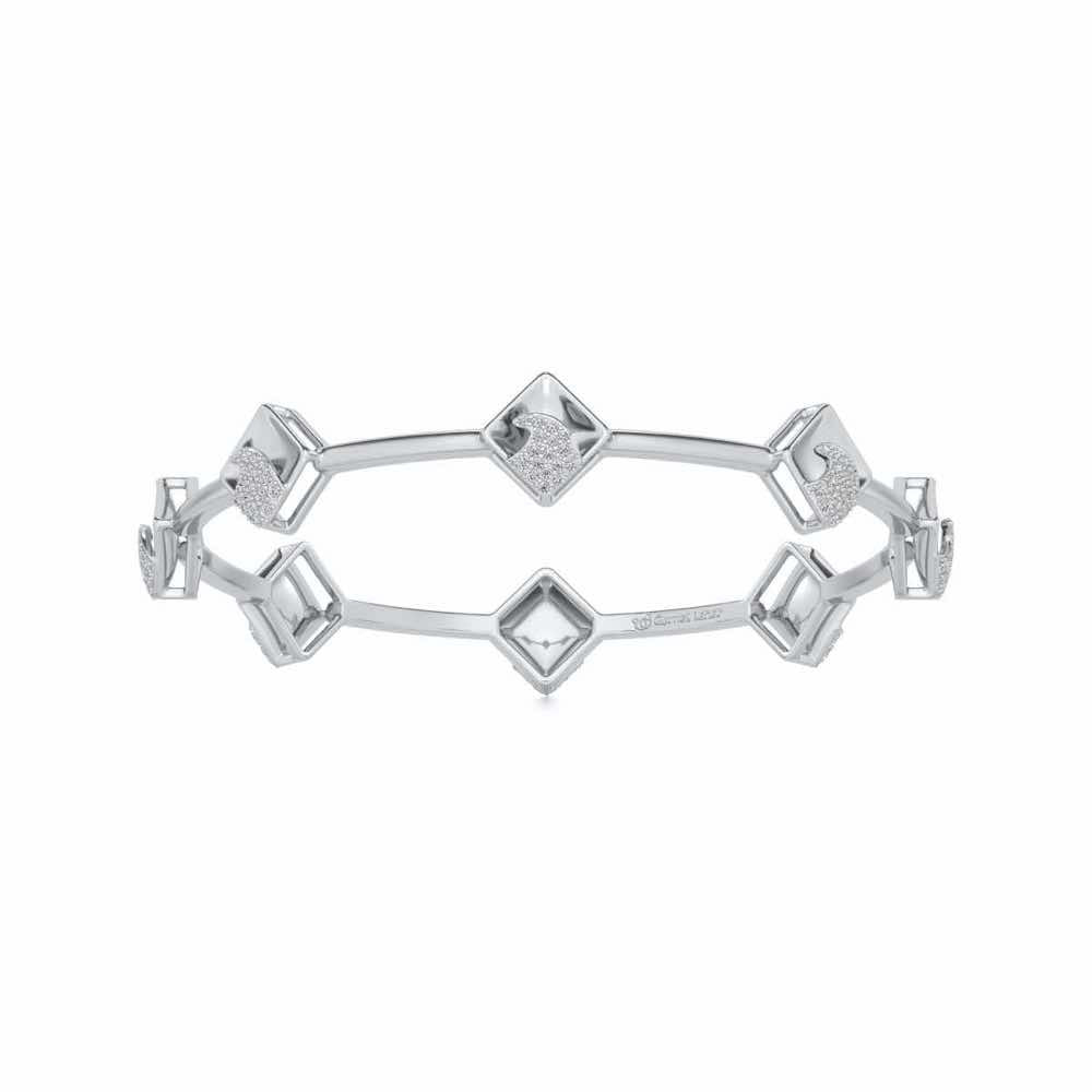 Enchanting Glow Silver Bangles - White Gold - Image 4