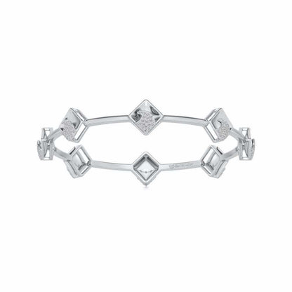 Enchanting Glow Silver Bangles - White Gold - Image 4