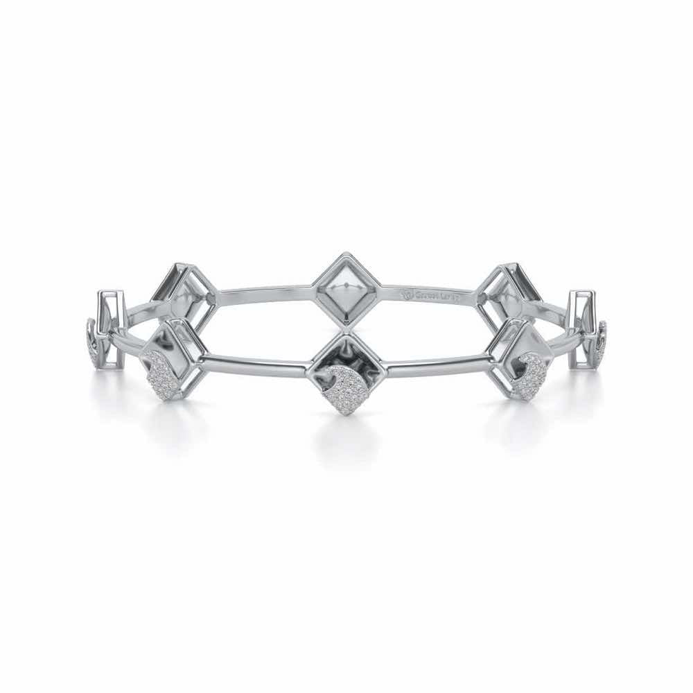 Enchanting Glow Silver Bangles - White Gold - Image 5
