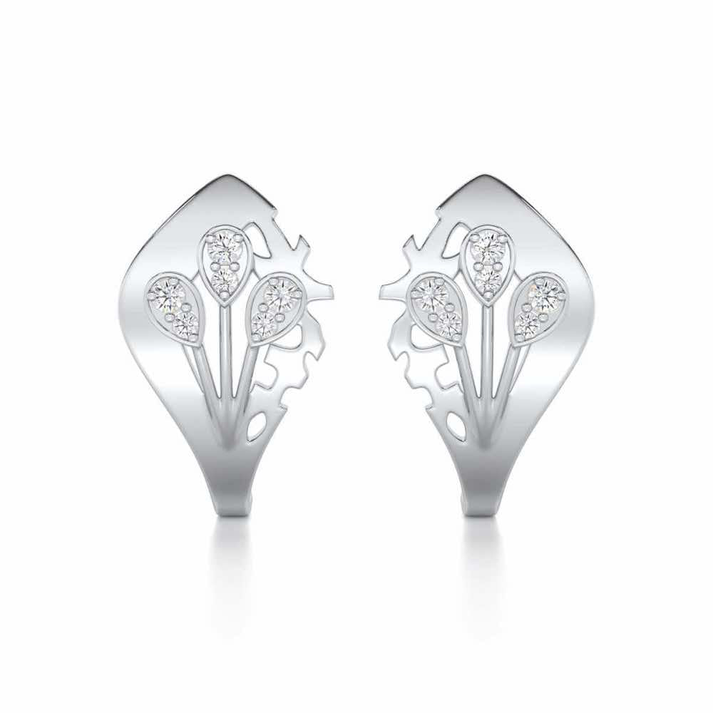 Enchanting Growth Silver Earrings - White Gold - Image 1
