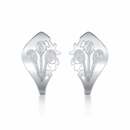 Enchanting Growth Silver Earrings - White Gold - Image 1