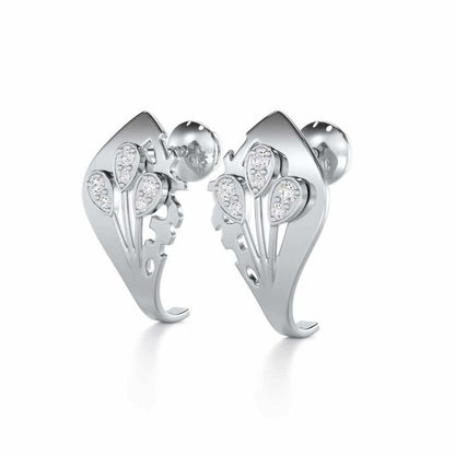 Enchanting Growth Silver Earrings - White Gold - Image 3