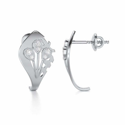 Enchanting Growth Silver Earrings - White Gold - Image 4