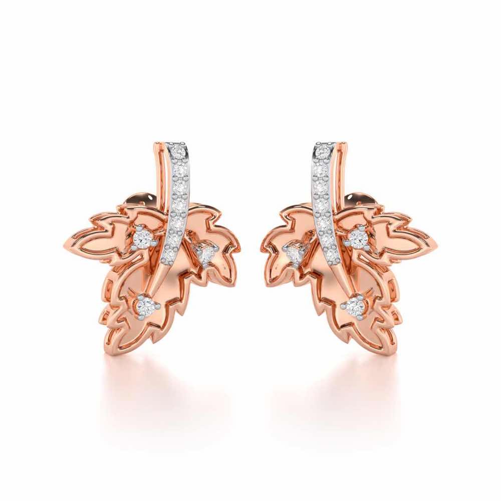 Enchanting Mapple Silver Earrings - Rose Gold - Image 2