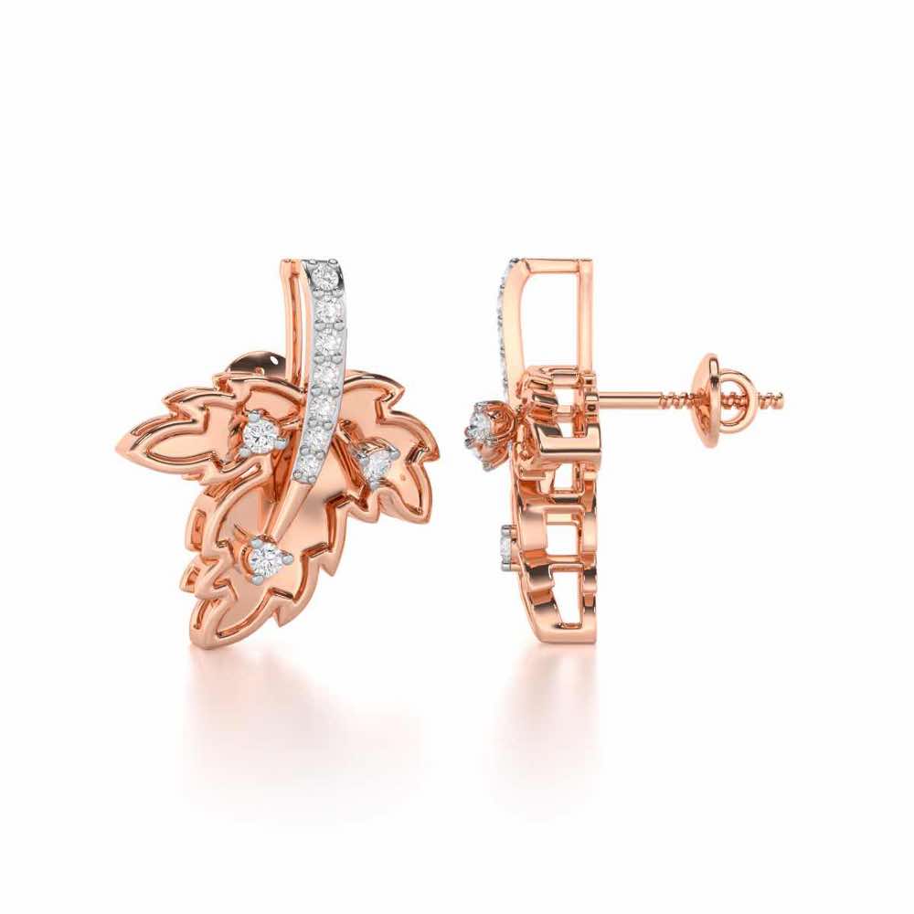 Enchanting Mapple Silver Earrings - Rose Gold - Image 4