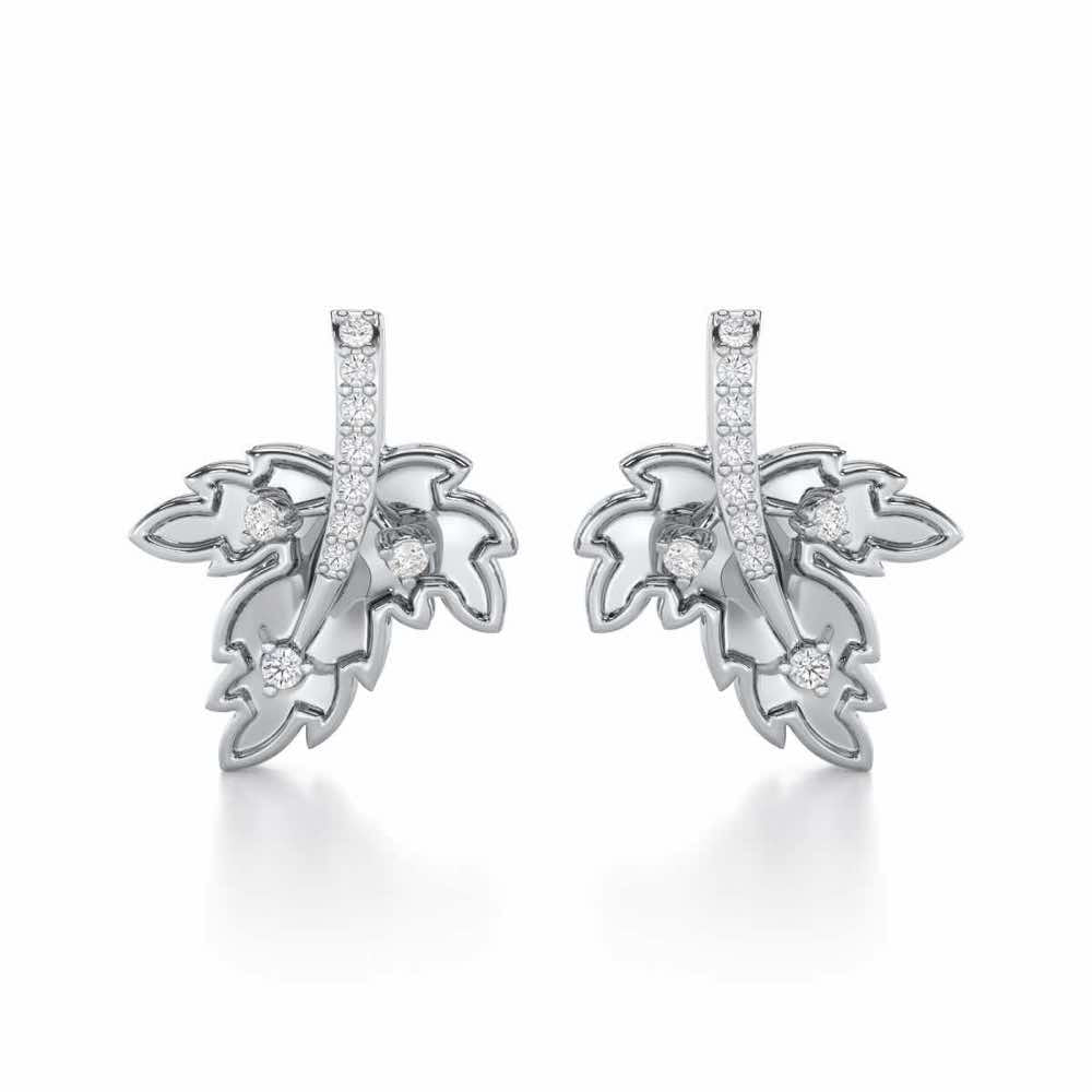 Enchanting Mapple Silver Earrings - White Gold - Image 1