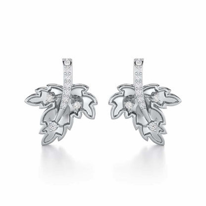 Enchanting Mapple Silver Earrings - White Gold - Image 1