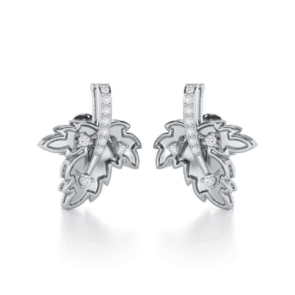 Enchanting Mapple Silver Earrings - White Gold - Image 2