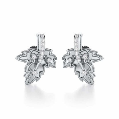 Enchanting Mapple Silver Earrings - White Gold - Image 2
