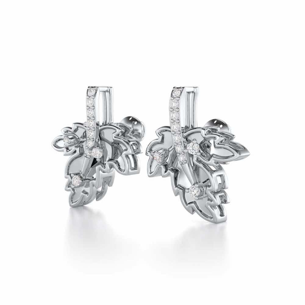 Enchanting Mapple Silver Earrings - White Gold - Image 3