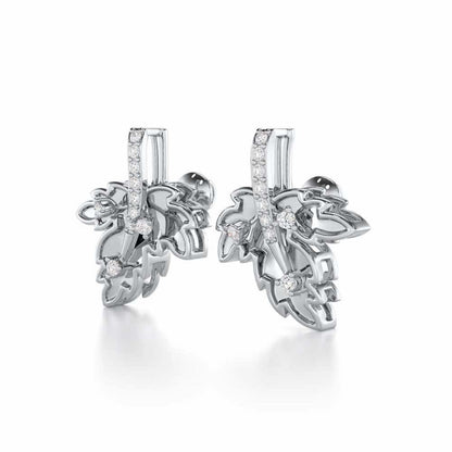 Enchanting Mapple Silver Earrings - White Gold - Image 3