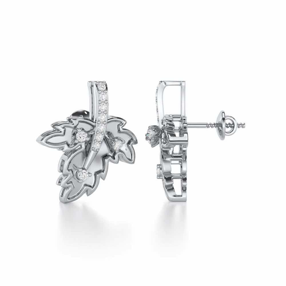 Enchanting Mapple Silver Earrings - White Gold - Image 4
