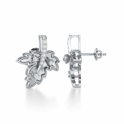 Enchanting Mapple Silver Earrings - White Gold - Image 4