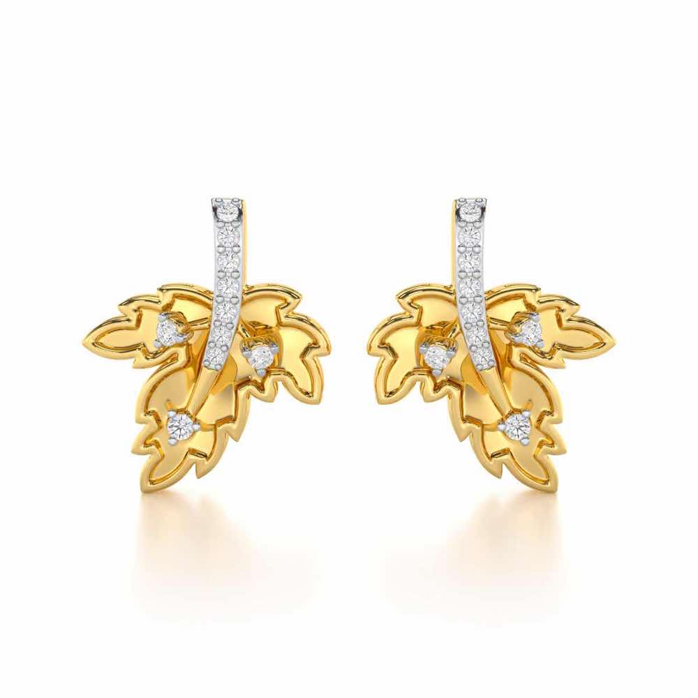 Enchanting Mapple Silver Earrings - Yellow Gold - Image 1