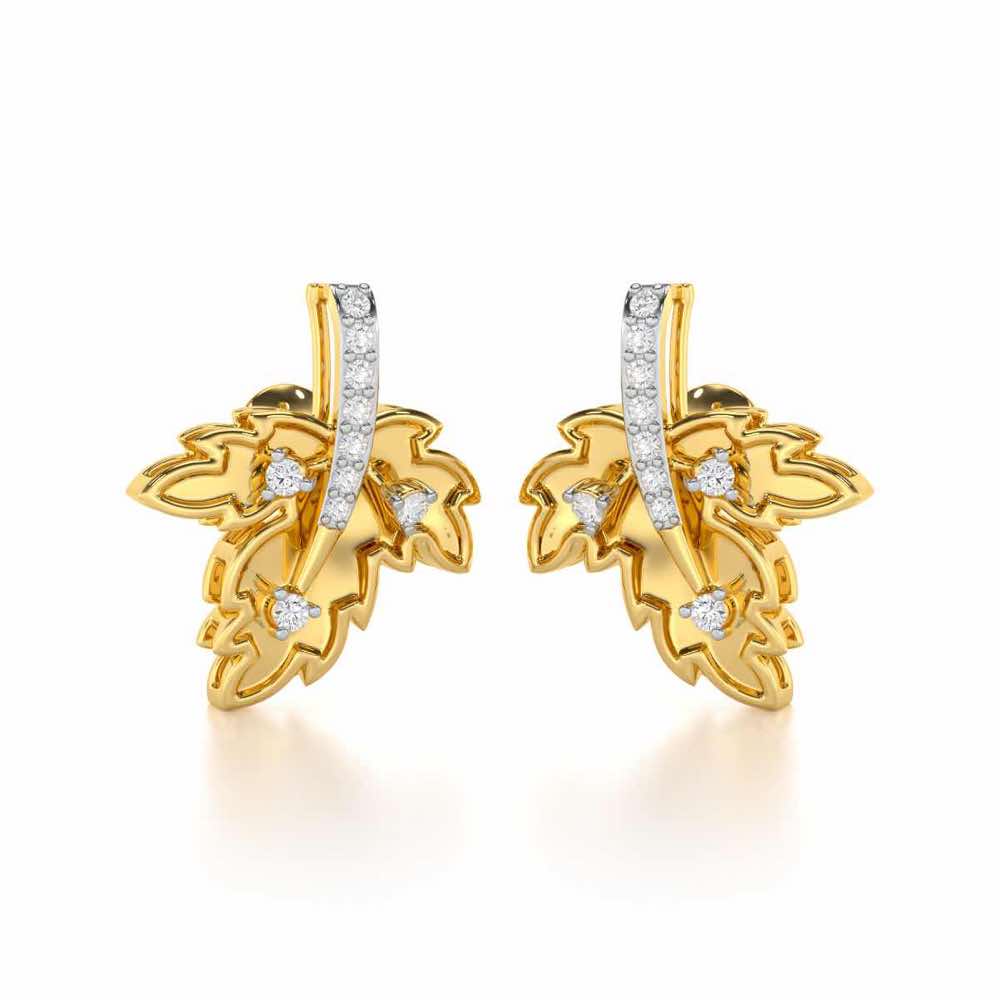 Enchanting Mapple Silver Earrings - Yellow Gold - Image 2