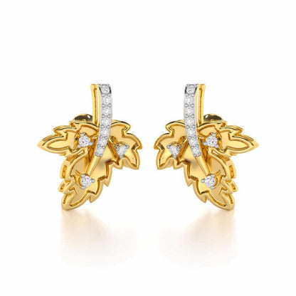 Enchanting Mapple Silver Earrings - Yellow Gold - Image 2