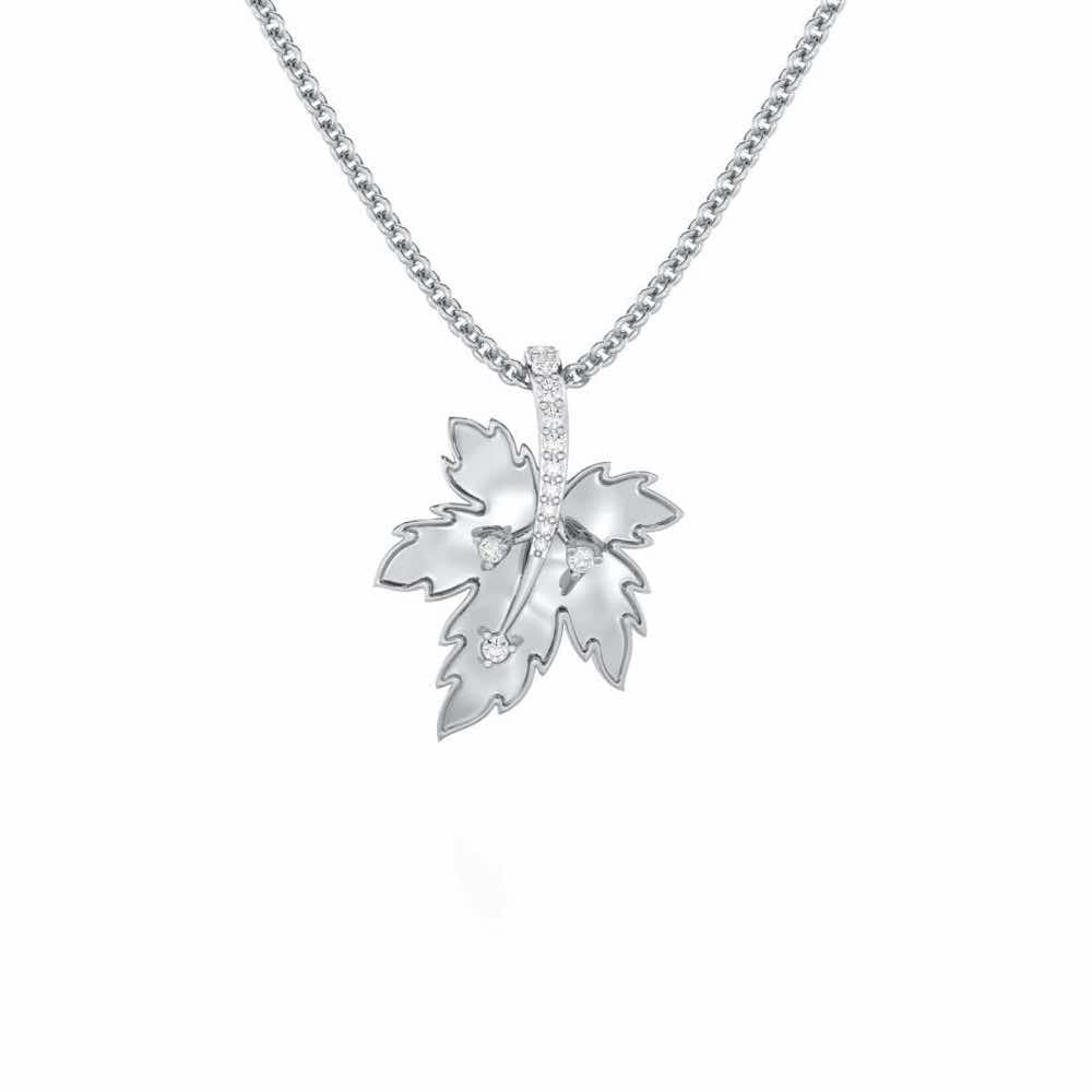 Enchanting Mapple Silver Pendant - White Gold - Image 1