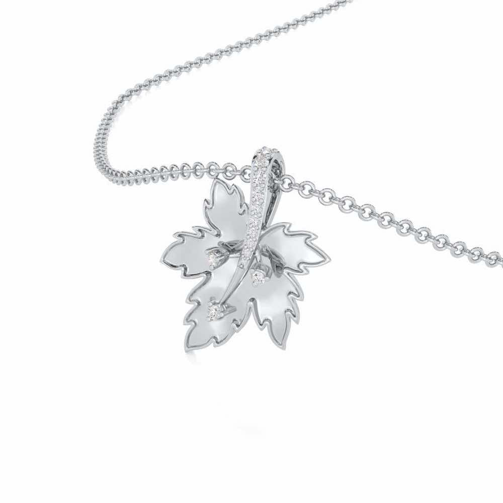 Enchanting Mapple Silver Pendant - White Gold - Image 2