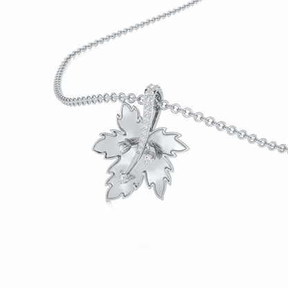 Enchanting Mapple Silver Pendant - White Gold - Image 2