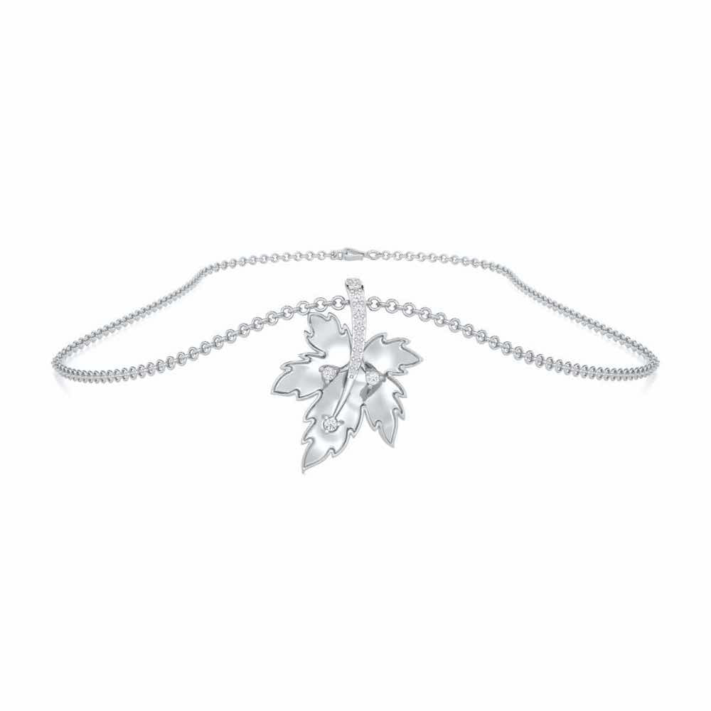 Enchanting Mapple Silver Pendant - White Gold - Image 3