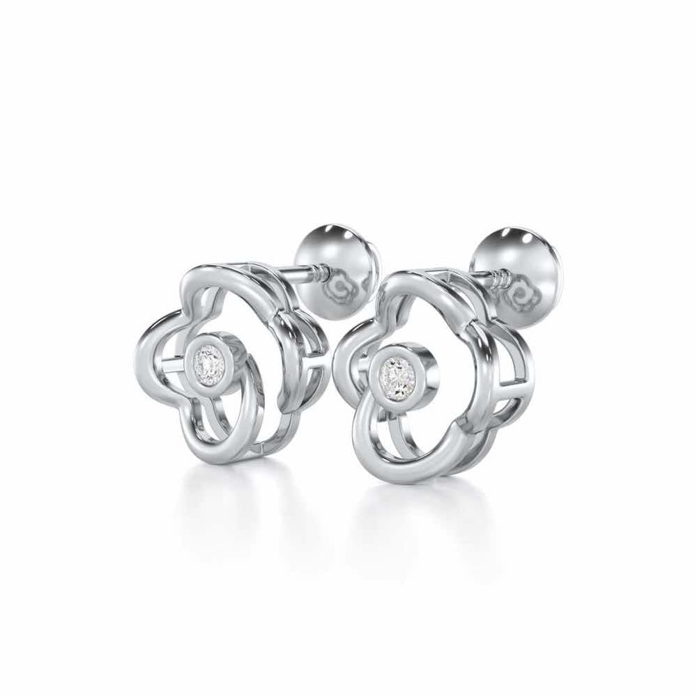 Enchanting Regalia Silver Earrings - White Gold - Image 3