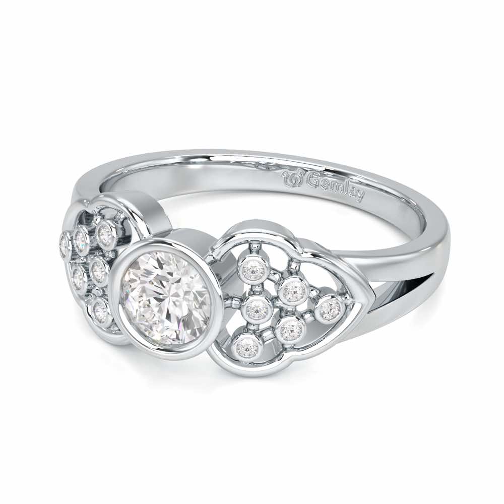 Enchanting Shimmer Solitaire Ring - White Gold - Image 2