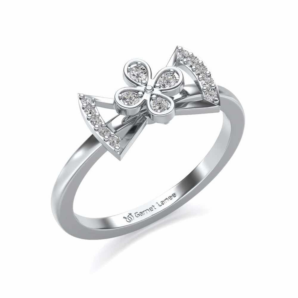 Enchanting bow-tie Silver Ring - White Gold - Image 1