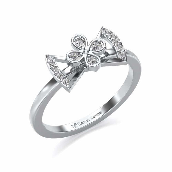 Enchanting bow-tie Silver Ring - White Gold - Image 1