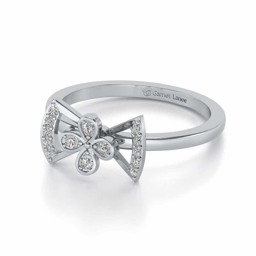 Enchanting bow-tie Silver Ring - White Gold - Image 2