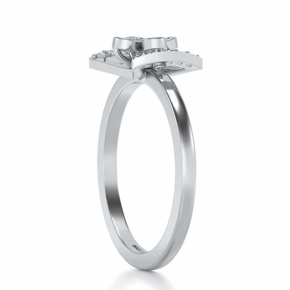 Enchanting bow-tie Silver Ring - White Gold - Image 3