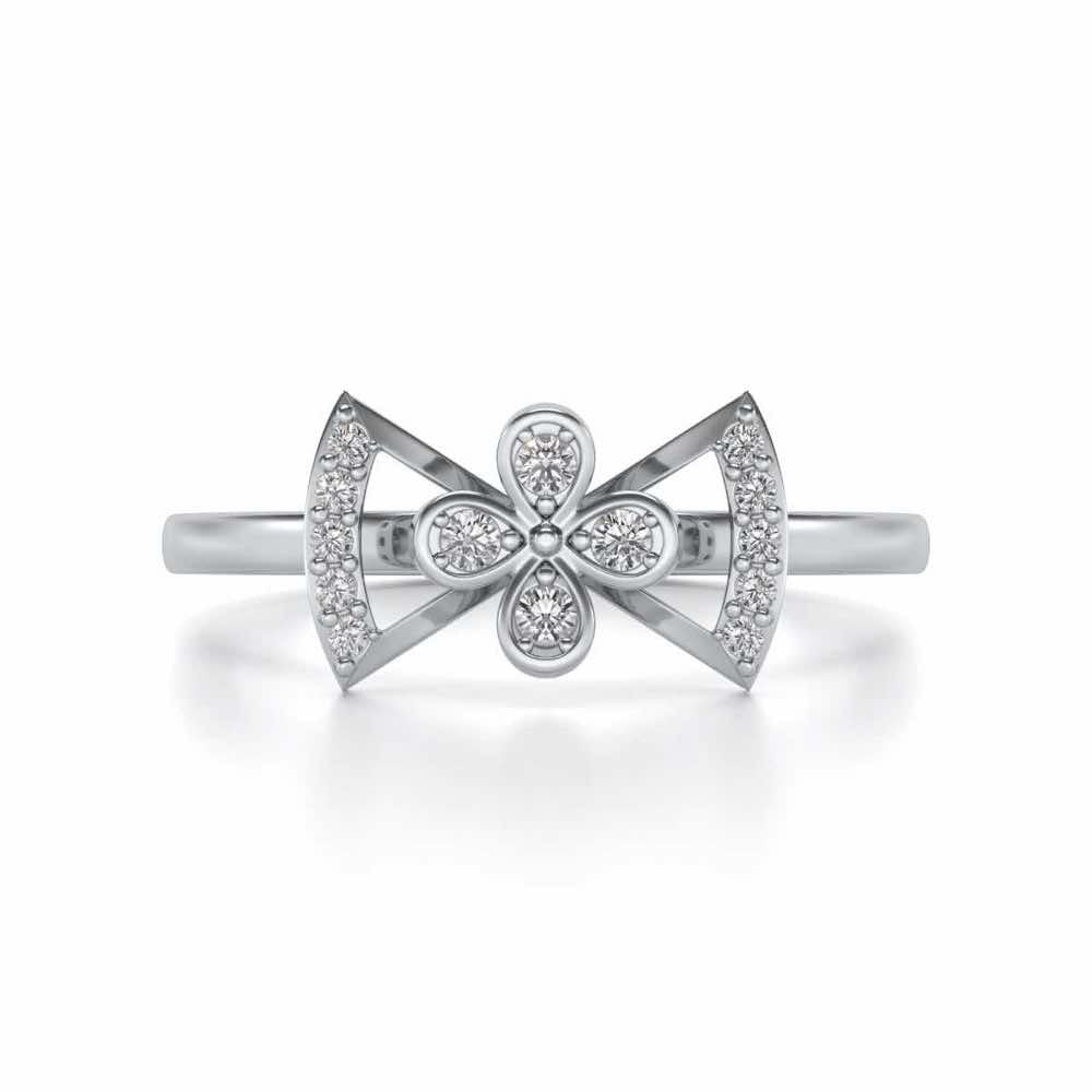 Enchanting bow-tie Silver Ring - White Gold - Image 4
