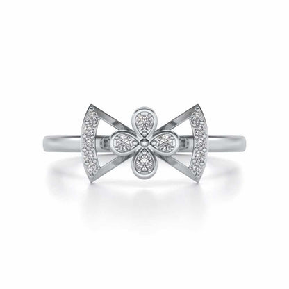 Enchanting bow-tie Silver Ring - White Gold - Image 4