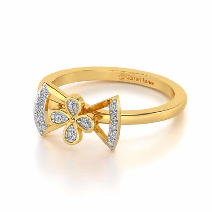 Enchanting bow-tie Silver Ring - Yellow Gold - Image 2