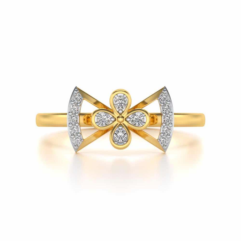 Enchanting bow-tie Silver Ring - Yellow Gold - Image 4