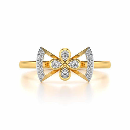 Enchanting bow-tie Silver Ring - Yellow Gold - Image 4