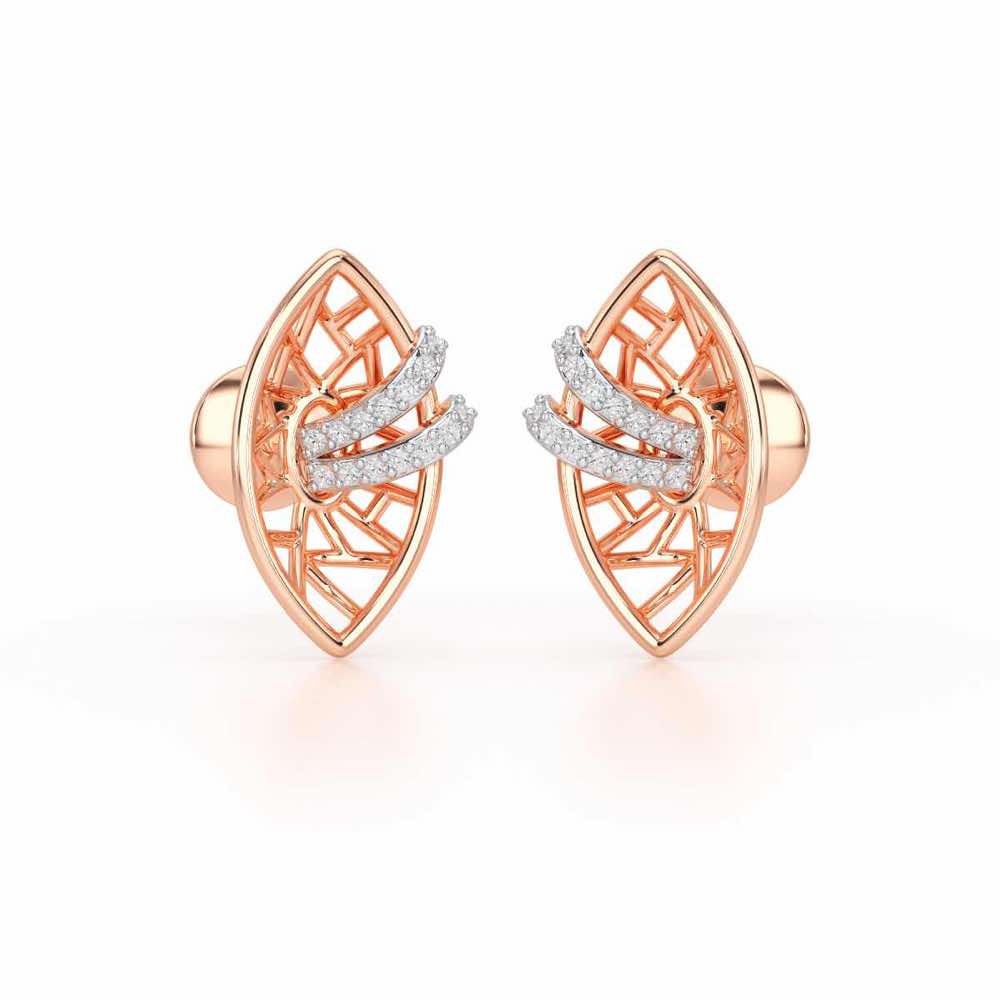 Enchantment Silver Stud Earrings - Rose Gold - Image 2